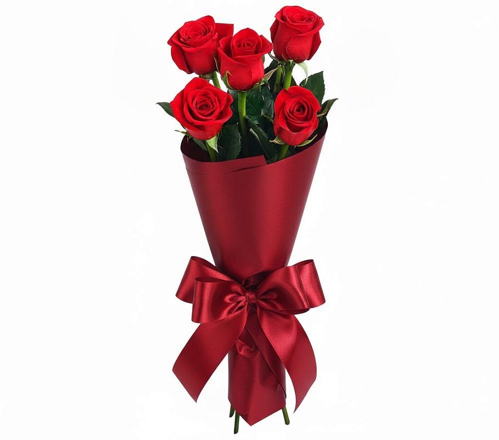 Букет 5 Красных роз Эдлесс Лав в Путилково