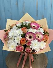 Букет цветов из:  Розы, Герберы и Хризантемы в Путилково