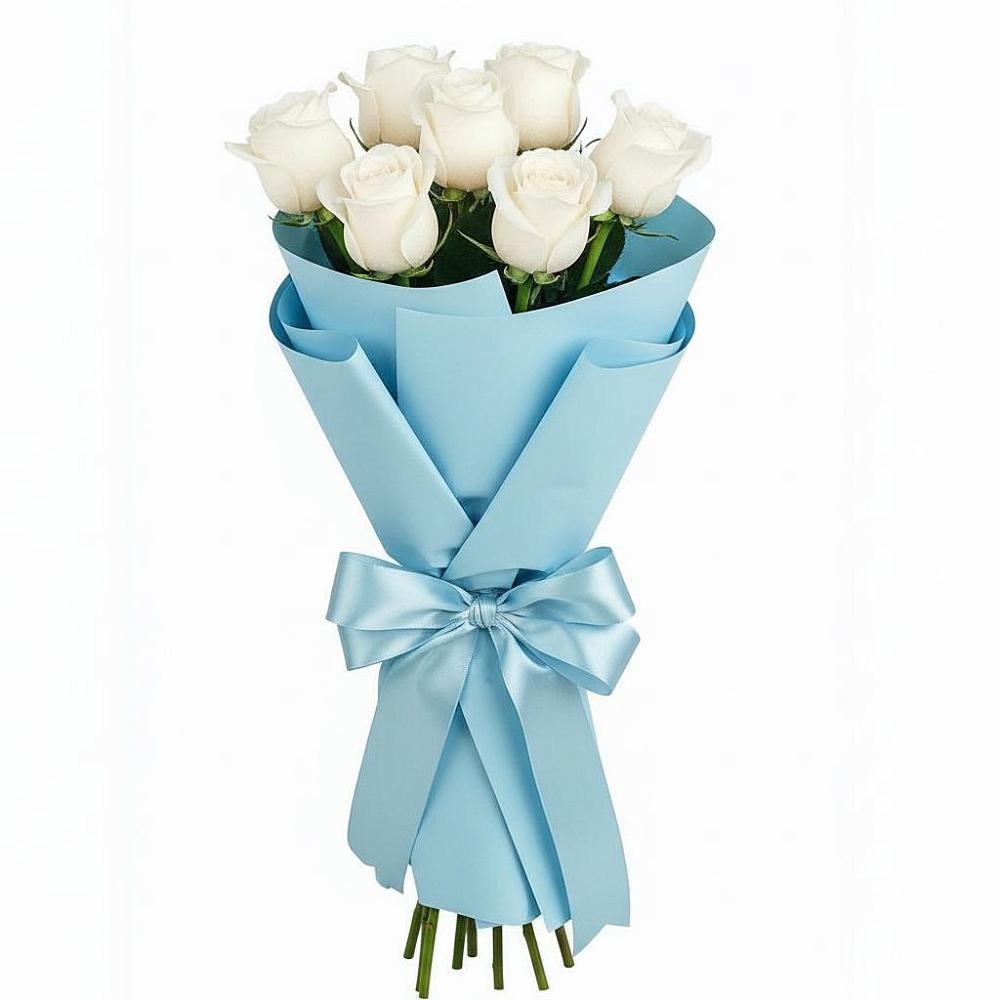 Букет 7 белых роз Проуд в Путилково