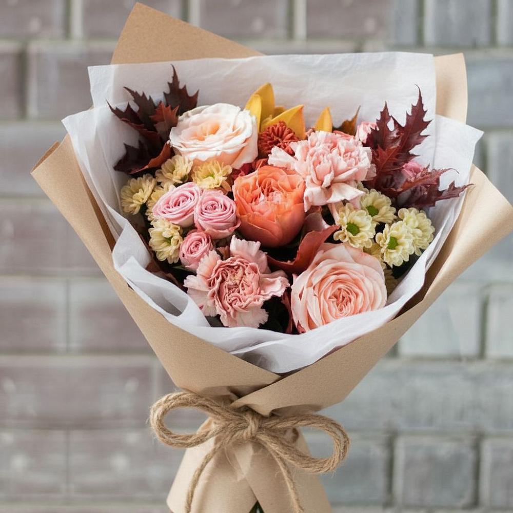 Букет цветов из: Гвоздики, Хризантемы и Розы в Путилково