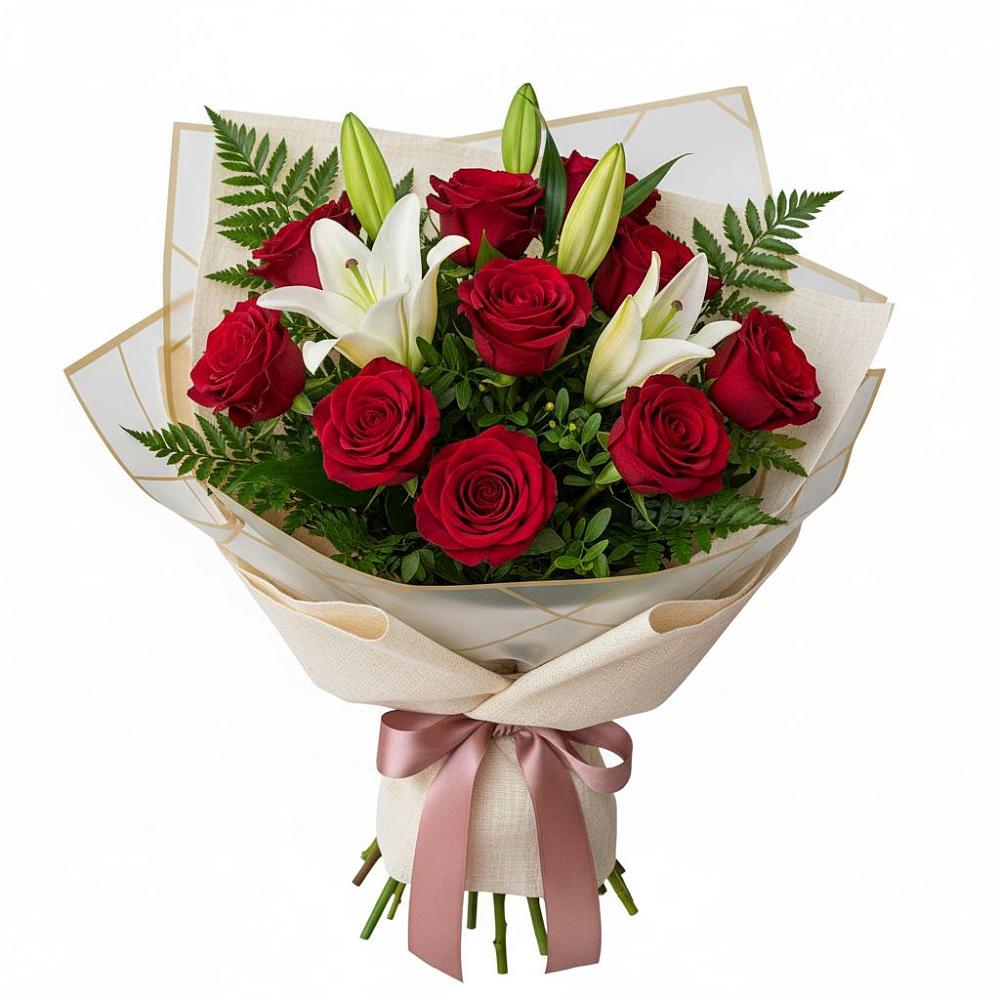 Букет цветов из: Лилии и Розы в Путилково