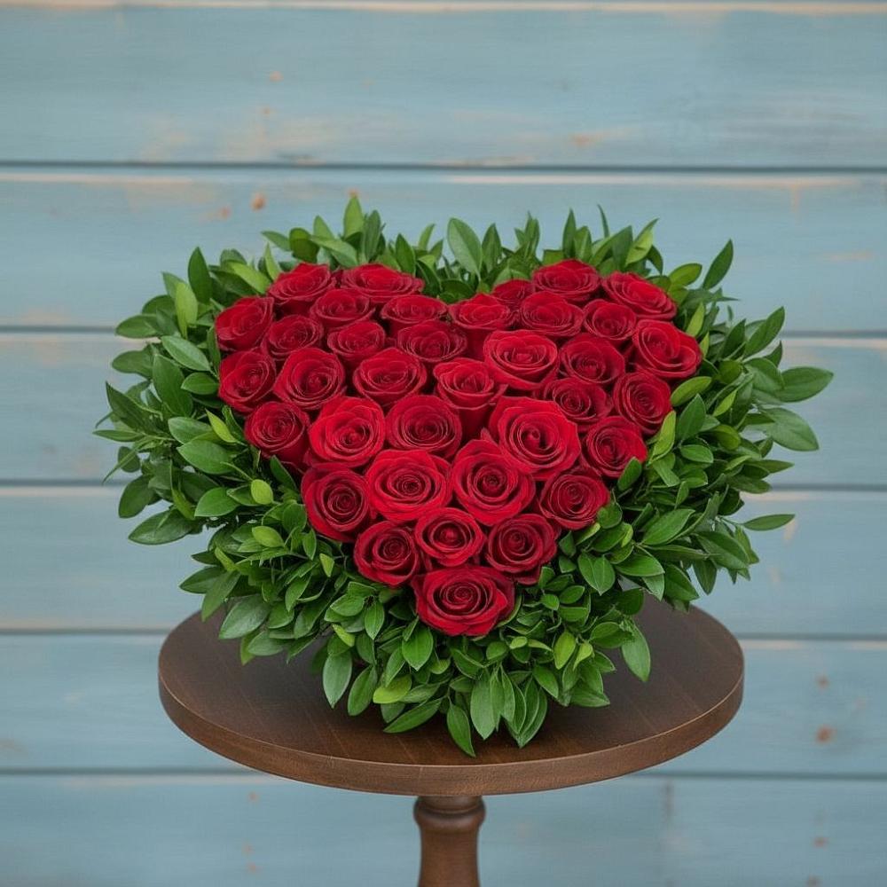 Цветочная композиция из Розы в виде сердца в Путилково