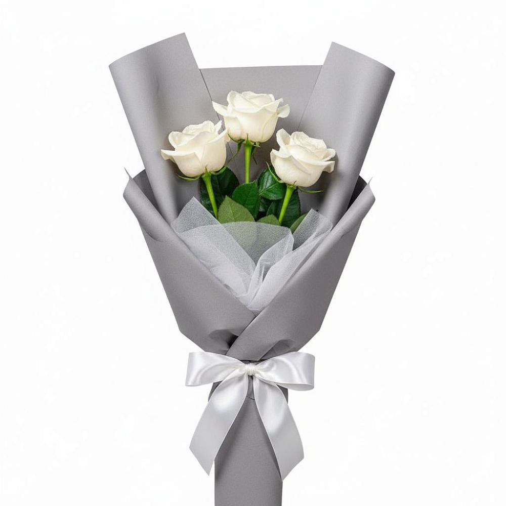 Букет 3 белые розы в Путилково