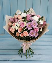 Букет цветов из:  Хризантемы, Розы и Альстромерии в Путилково