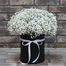Цветочная композиция из Гипсофила в шляпной коробке в Путилково